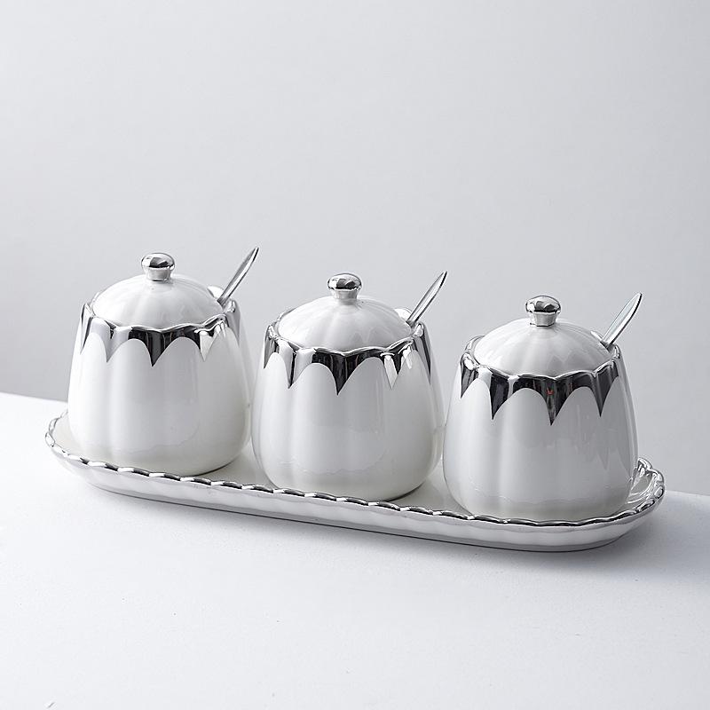 

Креативный керамический набор кухонных баночек для специй - Хранение соли и приправ