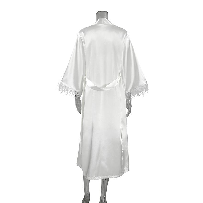 Loose and comfortable European and American summer new feather suspender nightgown pajamas two-piece loungewear women's