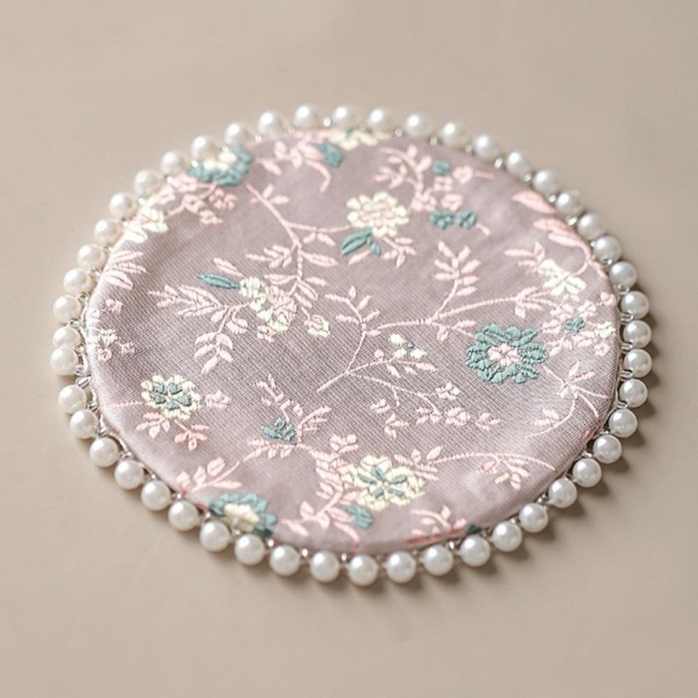 Cloth Pearls Edge Coaster Vintage Teapot Mat Swallow Brocade Cup Mat  Drinkware Accessories