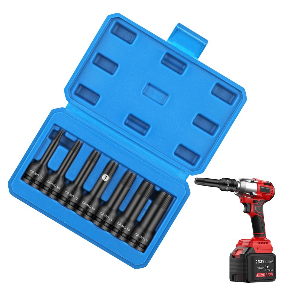 7PCS Screw Remover And Extractor Metal Screw Extractor Set Stripped Screw Removal Kit Precise Broken Screw Remover Stripped
