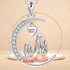 Mom Daughter Family Necklace Love You Forever Silver Color Heart Moon Pendant Zircon Necklaces Women Jewelry Mother's Day Gift