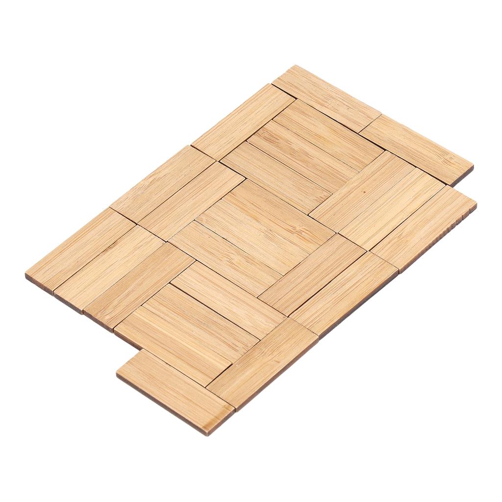 24pcs Dollhouse Floorboard Bamboo Rectangular Elegant Dollhouse Miniature Flooring Decoration Accessory