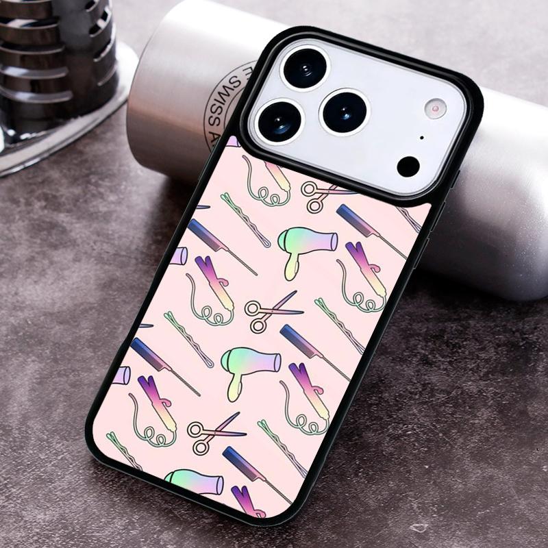 Hair Stylist Tools Hairstyle Phone Case for iPhone 17 16 15 Pro Max Air 14 13 12 11 Plus Shockproof Cover