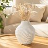 Narrow Neck Vase Modern Spiral Ribbed Vase, 3D Printed Dried Flower Matte White Decorative for Living Room Shelf Table Centerpiece Artistic