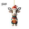 Chinese Zodiac Acrylic Charms 2D Goat Christmas Hanging Ornament, 3.15 Inch Farm Animal Xmas Tree Durable Decorative Boards Decoration for Car