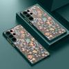Acrylic Hard Orange Flower Pattern Matte Phone Case for Samsung S25 Ultra S24 Fe S23 S22 A16 A15 A56 A55 A35 Shockproof Clear Soft Edges Case