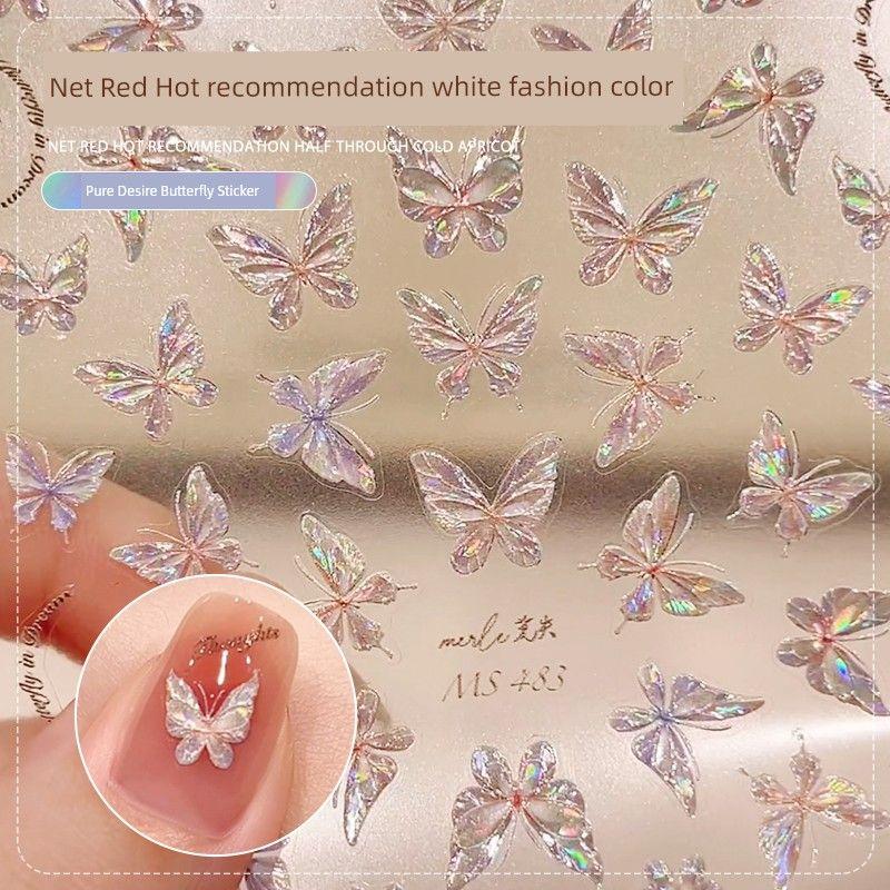 

Fancy Butterfly Decorations with Adhesive Tape Nail Sticker MS-483 pure desire butterfly