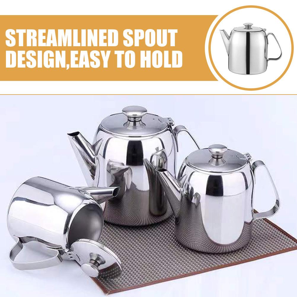 Stainless Steel Tea Pot Metal Teapot Modern Design Easy Pour Tea Kettle for Home Coffee Brewing Travel Stove Top Kettle