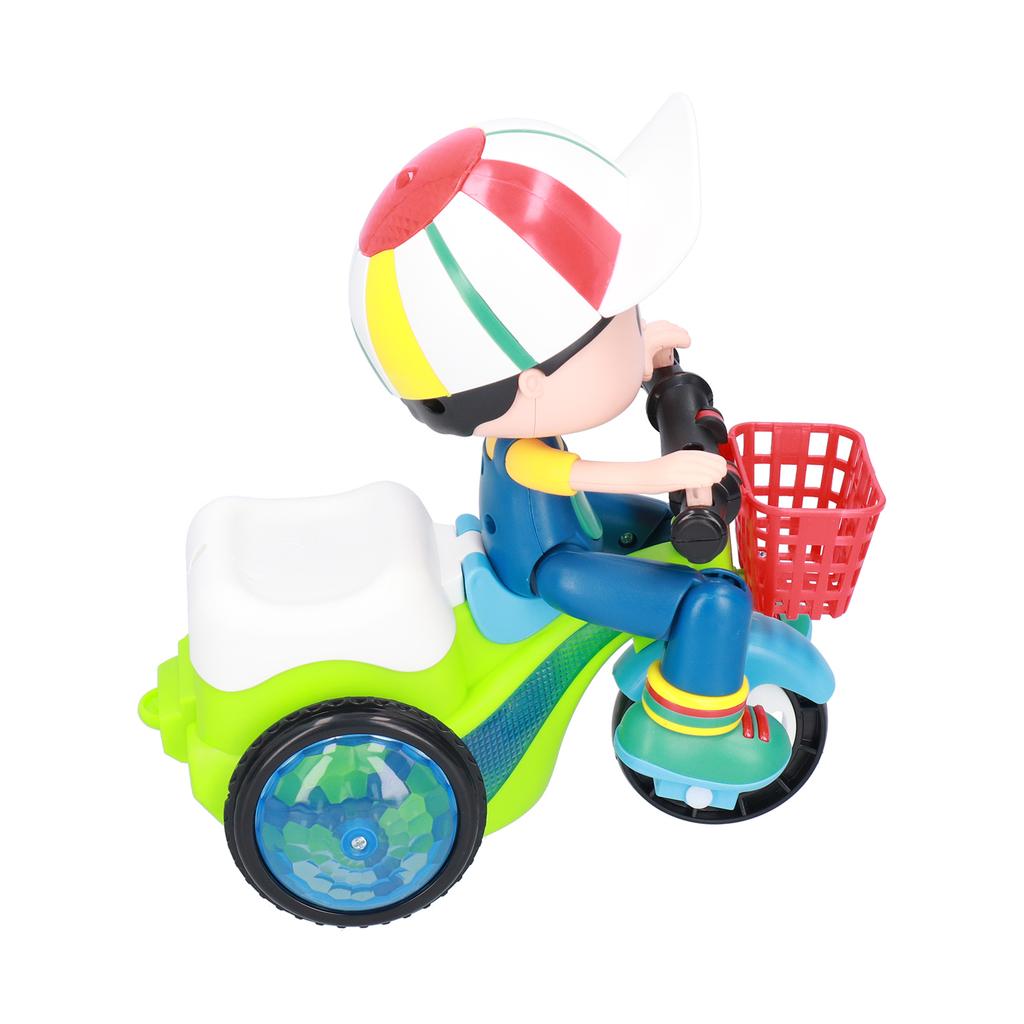 Electric Stunt Tricycle Toy Children 360 Degrees Rotating Vehicles Toy with Light Sound (Green)Little Boy