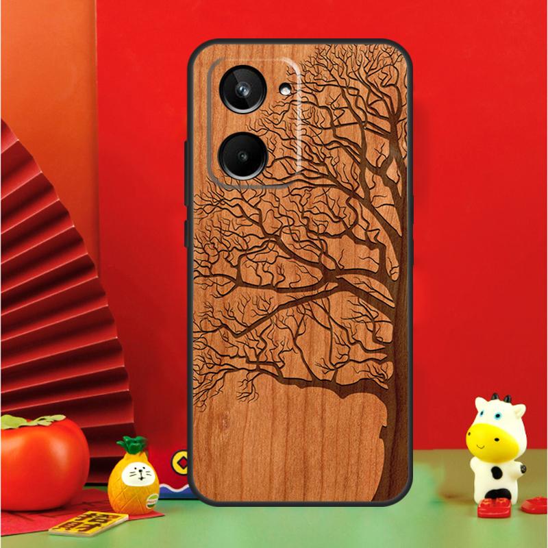 Baum Blüte Bambus Holz Für Realme 12 10 9 11 Pro Plus GT5 GT Neo 6 C53 C51 C35 C33 C30 C25s C21Y C31 C67 C55 Hülle