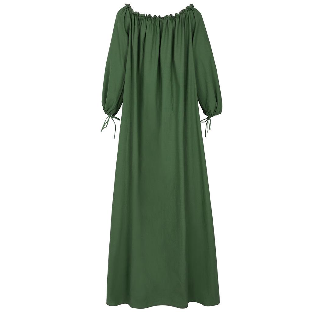 Women's Off Shoulder Long Sleeve Loose Maxi Dress Solid Color Split Hem Plus Size Boho Beach Vacation Casual Dress