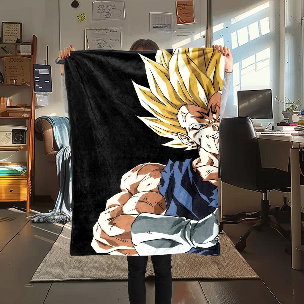 1 Stück Vegito Aufdruck Flanelldecke, Hohe Qualität für alle Jahreszeiten, Heimdekoration, Wärme und Komfort, Perfekt für Weihnachtsgeschenke
