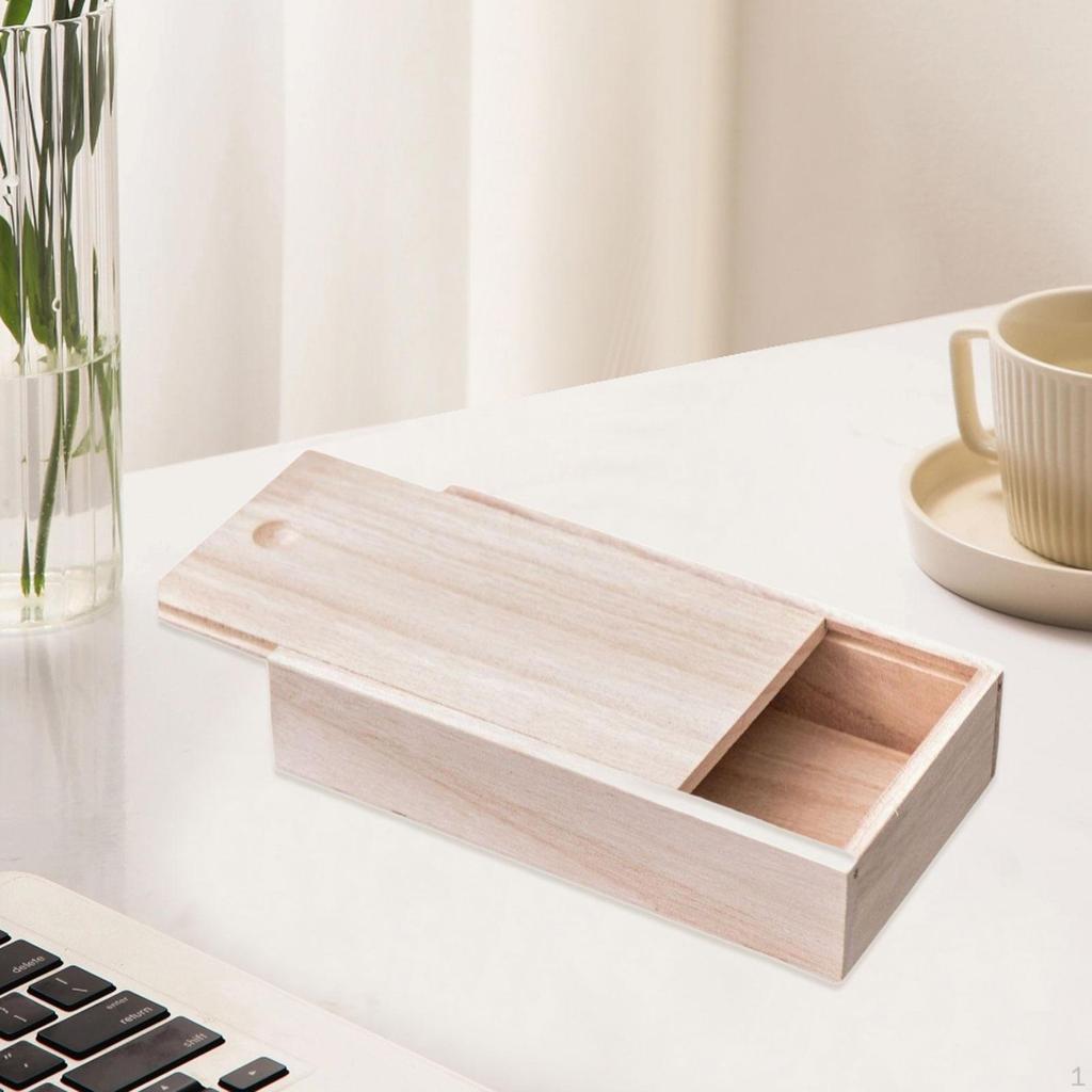 Craft Storage Box with Sliding Cover for Blank Wood Projects
