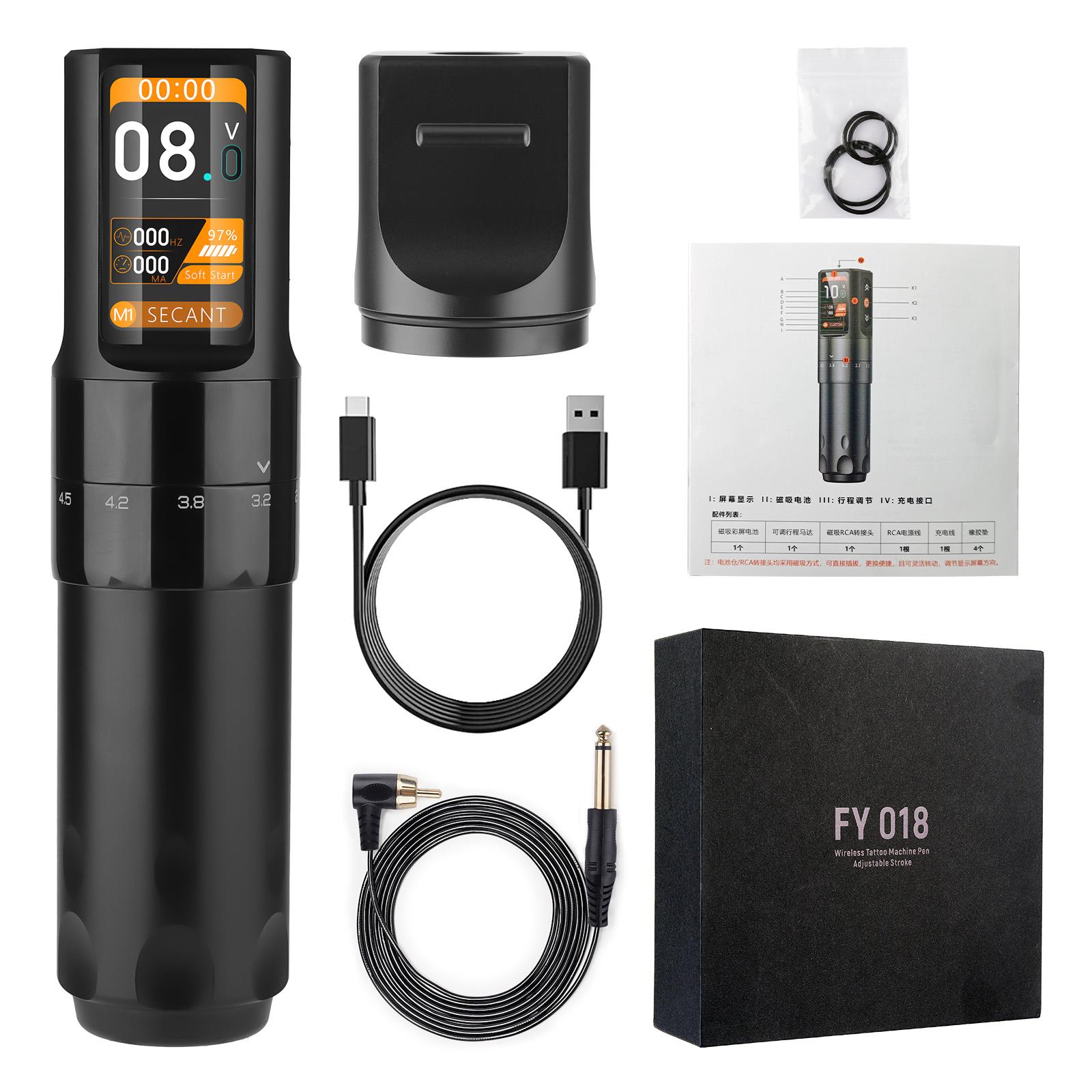 

Беспроводная машина для татуировки Бесщеточный двигатель Роторная ручка для татуировки Аккумулятор 2000 мАч 6-я передача Регулируемый ход ЧПУ IPS HD-экран для инструментов для перманентного макияжа чёрный