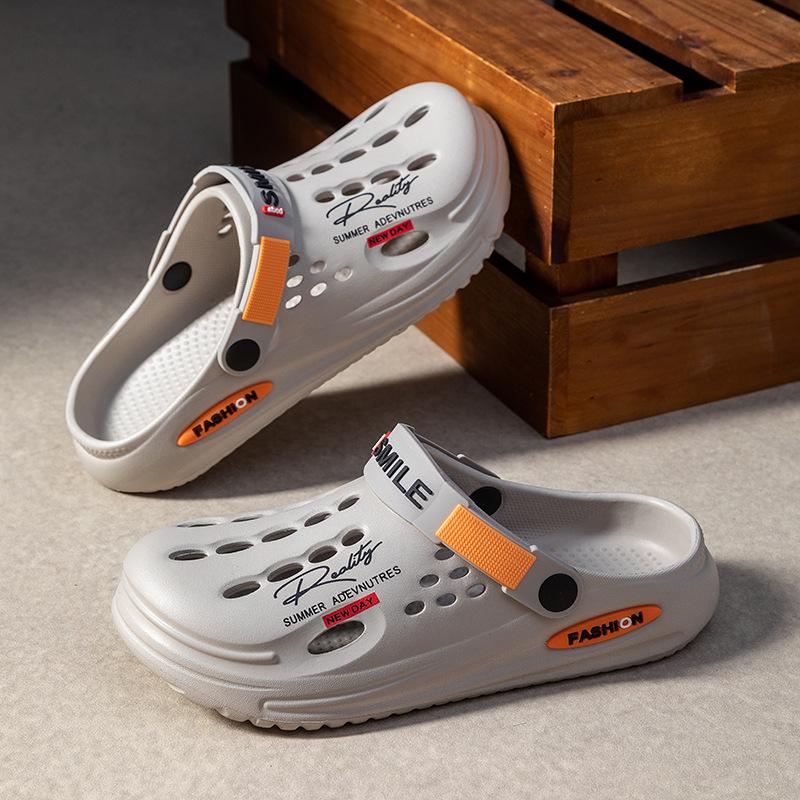 Men's Plus Size Fashion Casual 2-Way Closed Toe Slippers Outdoor Wear High Elastic Thick Sole Beach Shoes