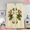 2pcs 2D Flat Printing Christmas Party Curtains Christmas Holly Bow Bells Digital Printed Polyester Drapes Festive Holiday Use