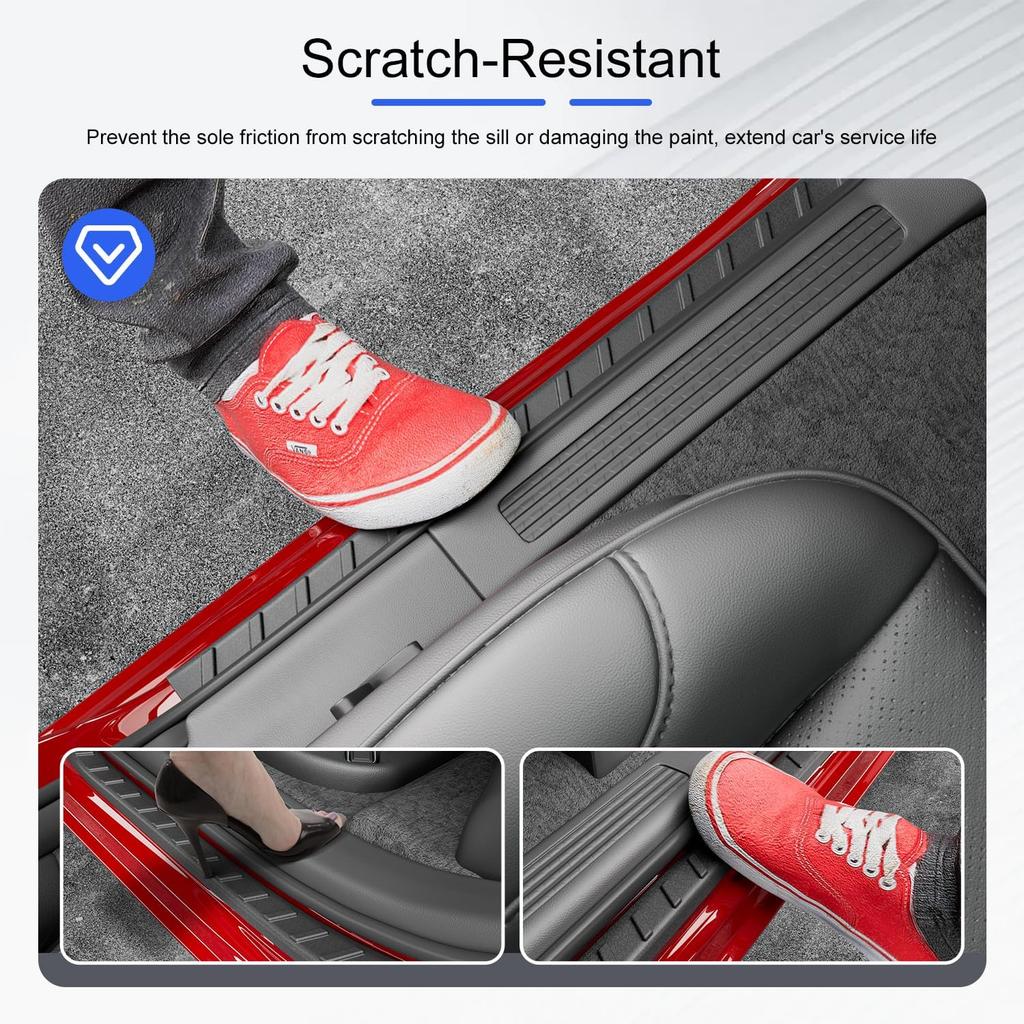 Exterior Door Sill Protector Compatible With -2025 Dodge Ram 1500 Car Sill Guard TPE Car Door Protector Replacement For -2025 Dodge Ram 1500