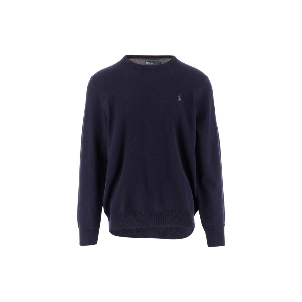 Polo Ralph Lauren FW22 Solid Color Small Pony Embroidered Crew Neck Slim Fit Long Sleeve Sweater Men Sweater Blue 710876714-001