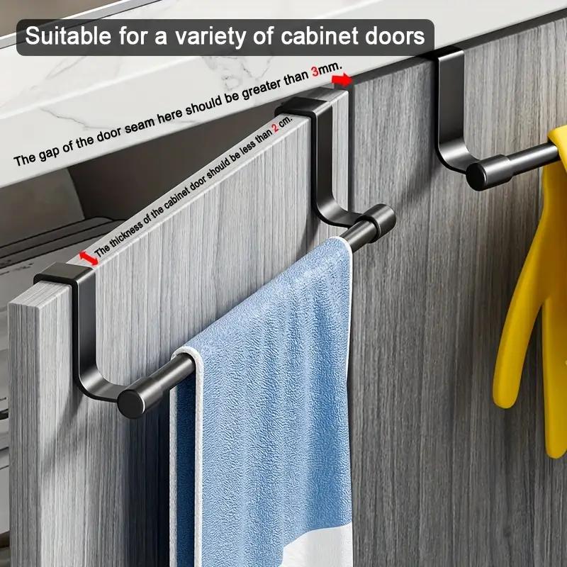 1pc Steel Over Door Towel Bar Storage, Hanger For Cabinet Or Cupboard, Holder Rack For Kitchen, Bathroom,Holds Hand/Dish Towels