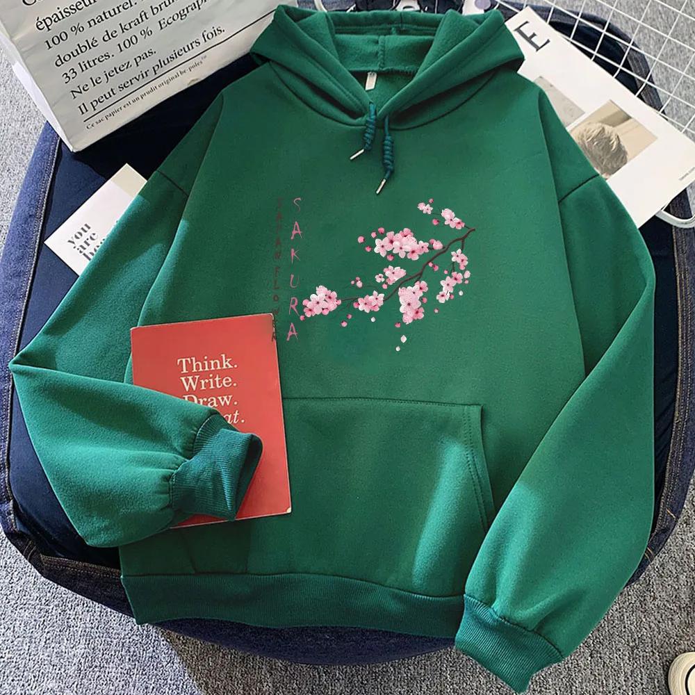 Hana Sakura Japanischer bedruckter Hoodie Unisex lässig Langarm bequem für Männer und Frauen im Frühling und Herbst