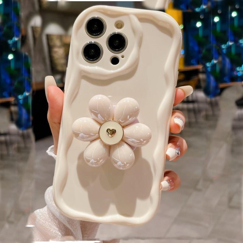 Pearl Flower Bracket Holder Soft Case For Redmi Note 13 12 Pro Plus 5G Note 12S 10 11T 10S 11 11S 8 9 PRO 13C10C 9A 9C 10 Cover