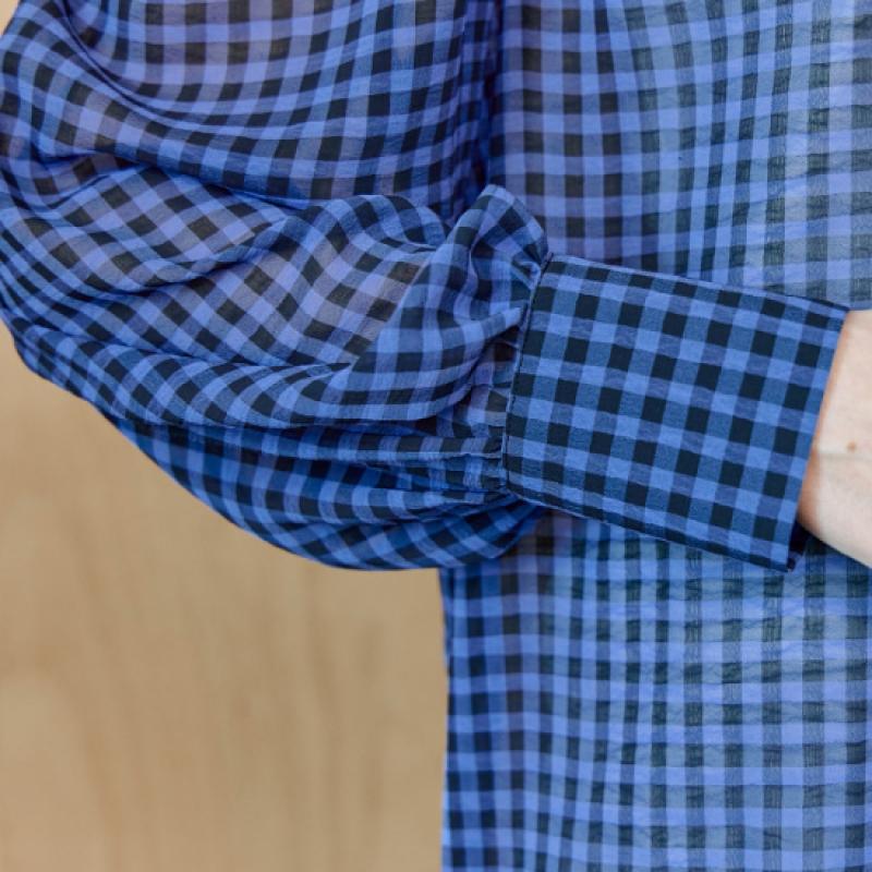 MAXZA Gobo Check Tie Ribbon Chiffon Blouse Zd09qb600on