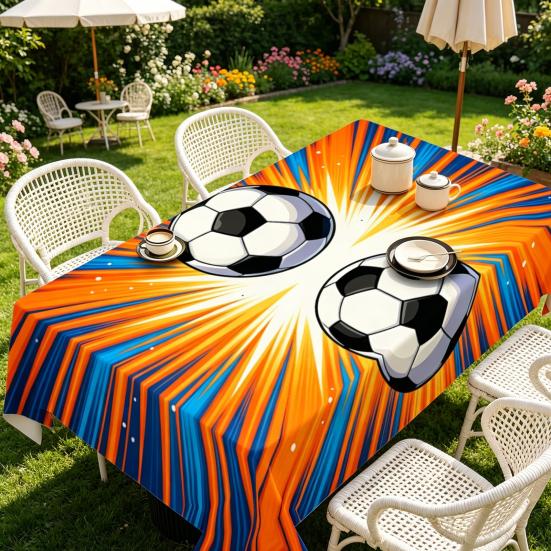 Soccer Tablecloth for Birthday Party Decoration, Soccer Ball Field Rectangle Table Cover for Dining Room, Game Day Sports Party Supplies