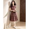 D.F.DEAR Women's Retro Plaid Ruffle A-Line Dress