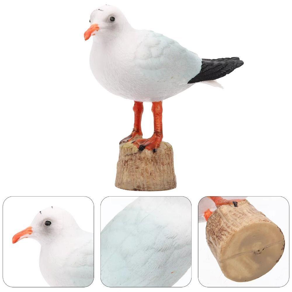 2 Pcs Unique Red-billed Gull Model Miniature Simulation Seagull Sculpture  Table