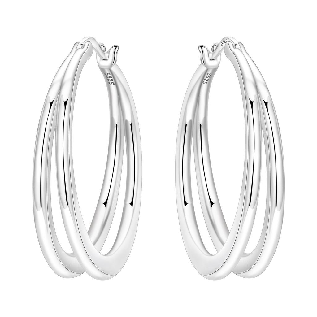 925 Sterling Silver Curve Weaving Large Circle Series Earring Jewelry Versatile Hoop Earrings for Women Jewelry Fine Gifts