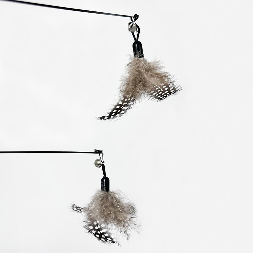 Interactive Cat Wand Toy with Feather Attachment Durable Handle Flexible Wire Design for Indoor Pet Play Exercise