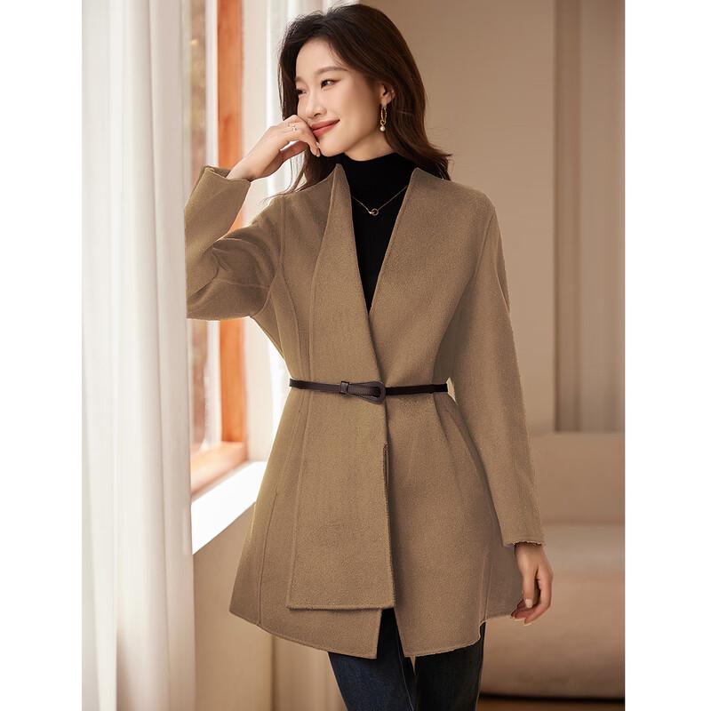 Women's Elegant Double-Sided Wool Belted Coat