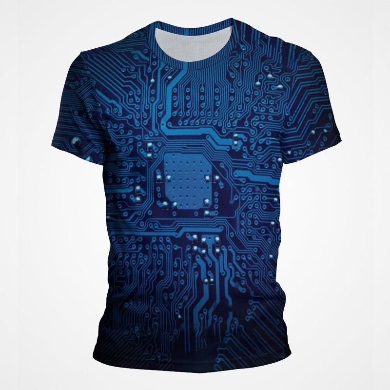 3D Print Motherboard CPU Processor Line Circuit Board T Shirt for Men Full Print Graphic