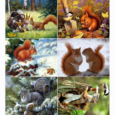 5D Diamond Painting Animals Squirrel Diamond Embroidery Full Square Diamond Mosaic Cross Stitch Landscape Home Decor