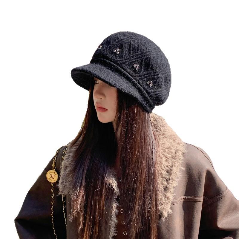 Autumn And Winter Hats, Women'S Hats, Big Brims, Plush Warm Wool Hats, Thickened Knitted Hats, Showing A Small And Versatile Face