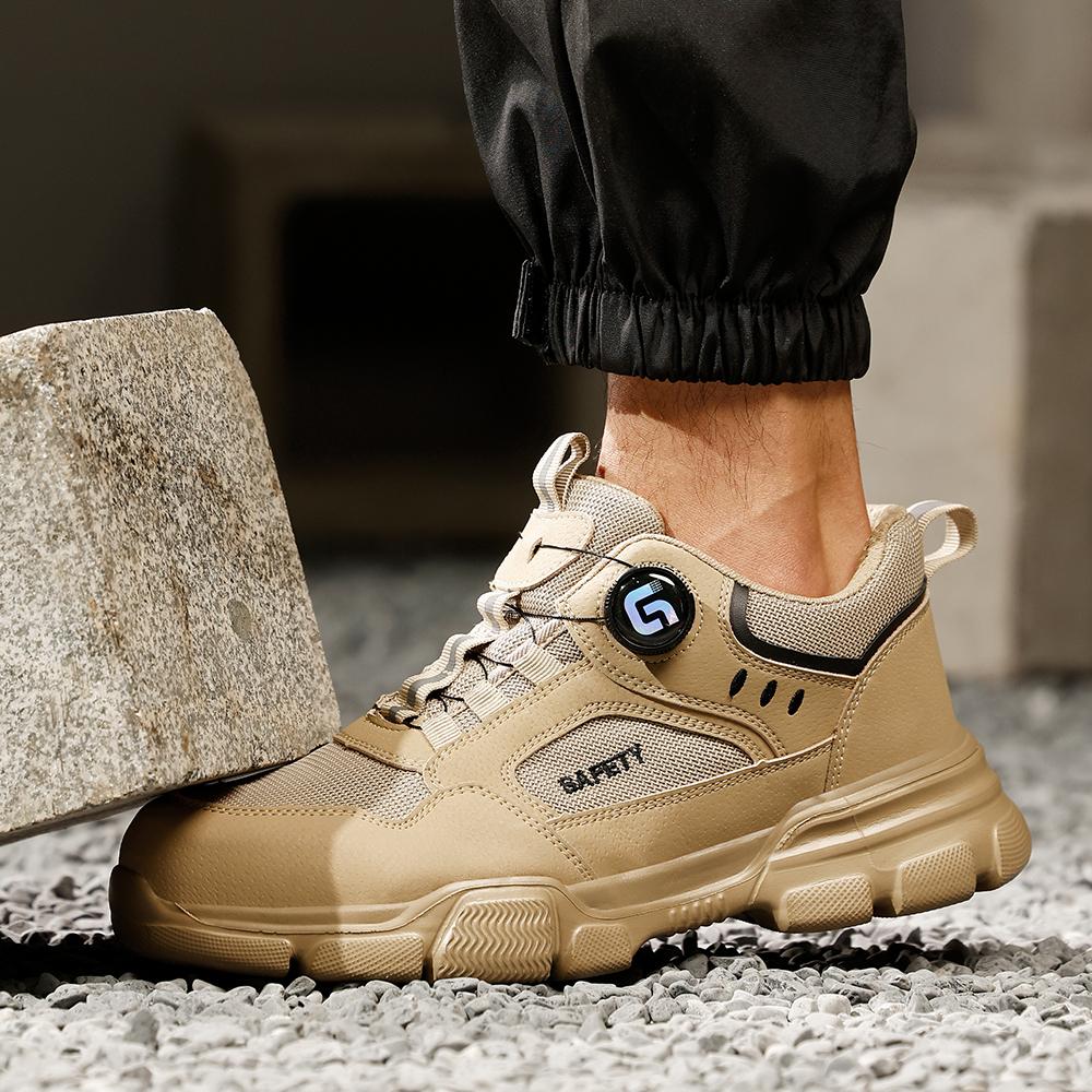 New Rotating Button Men Boots Anti-smash Anti Puncture Safety Shoes Men Work Boots Steel Toe Shoes Security Indestructible Shoes