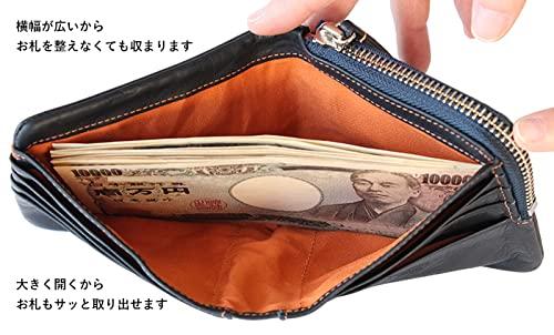 CCOMPANY LIMITED Men's Maurice Bifold Wallet with Coin Purse and Card Case, Cowhide Leather with Zipper closure (Navy)