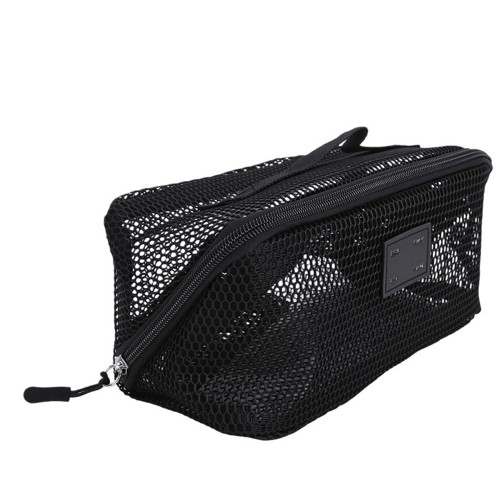 Mesh Makeup Bag Large Capacity Open Flat Toiletry Bag Travel Organizing   Pouch for Women