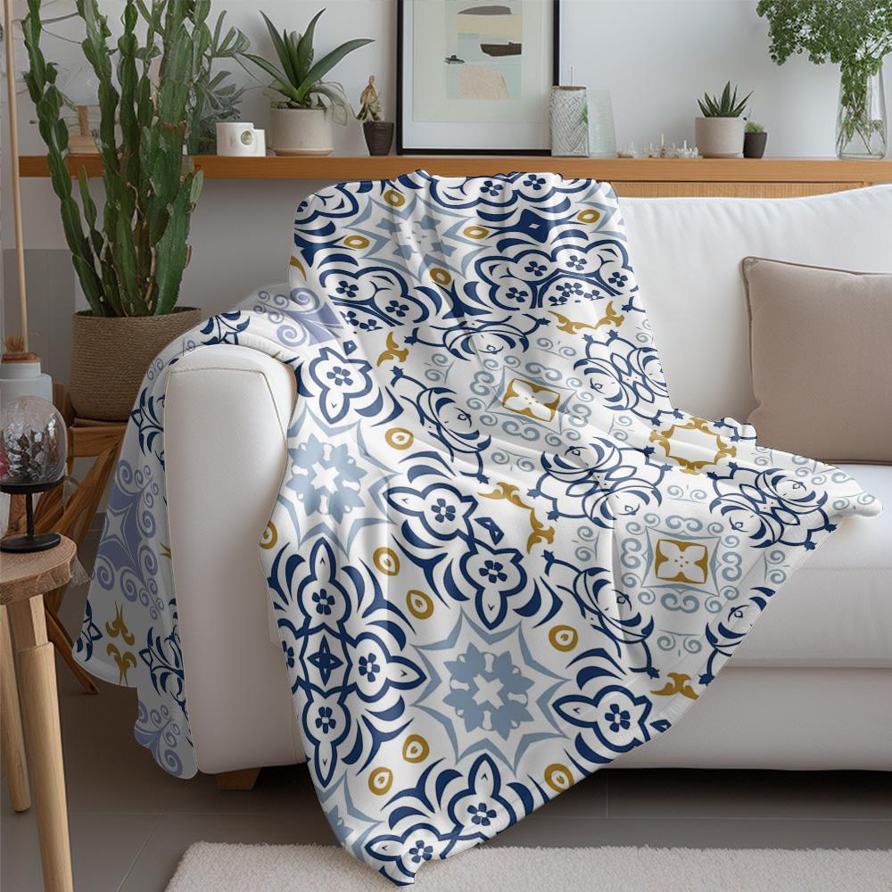 Irregular Ceramic Tile Pattern Printed Cozy Blanket Throw Soft Sofa Bed Cover Decorative Gift