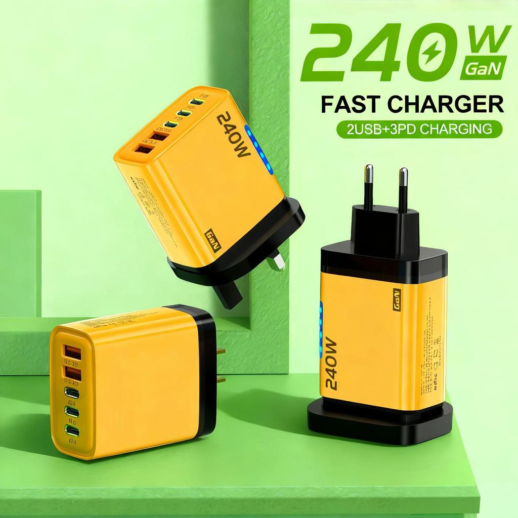 CE Certified 240W GaN Multi-Port Charger with LED Display