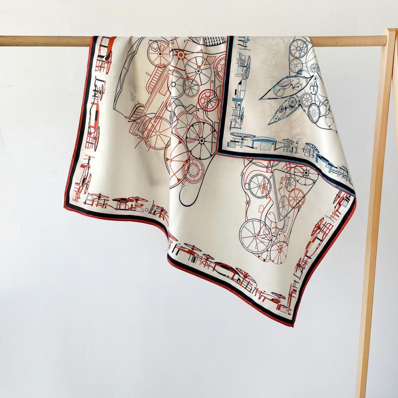 Double-sided Twill Scarf Women's Printed Scarf European and American Headscarf Retro Big Scarf Shawl