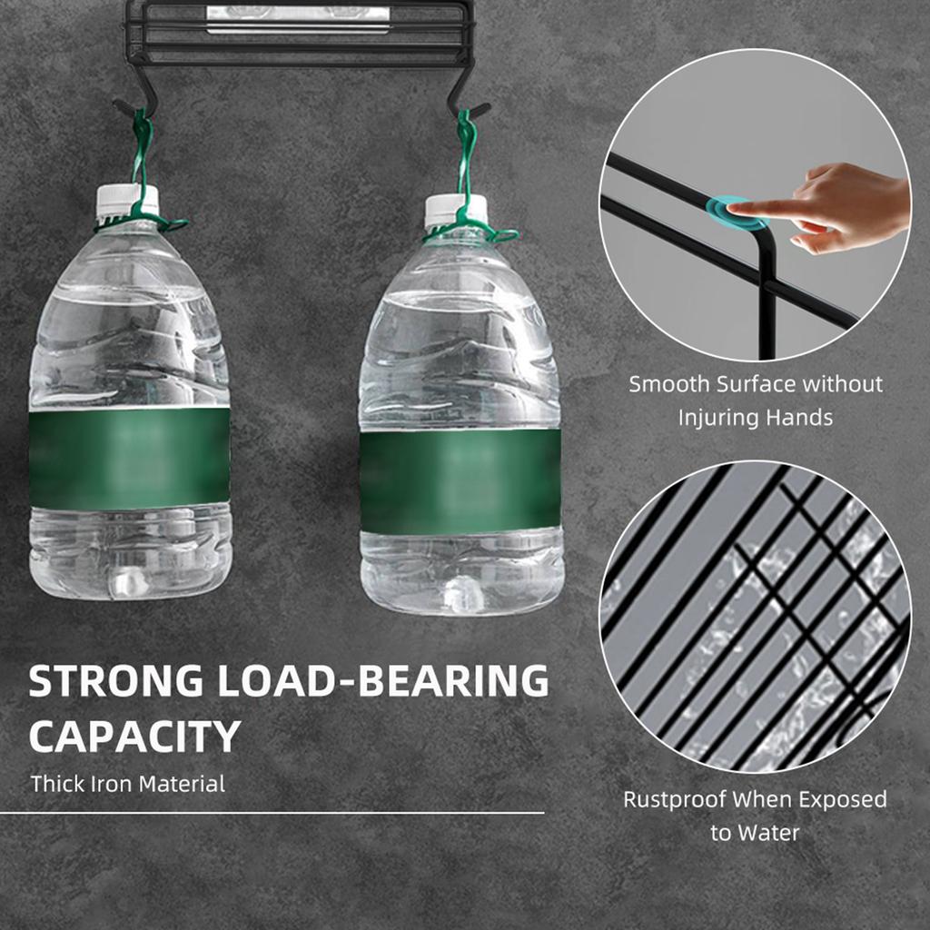 Wall Shower Rack Rustproof Rectangular Bathroom Storage Shelf   for Bathroom Kitchen Balcony Black