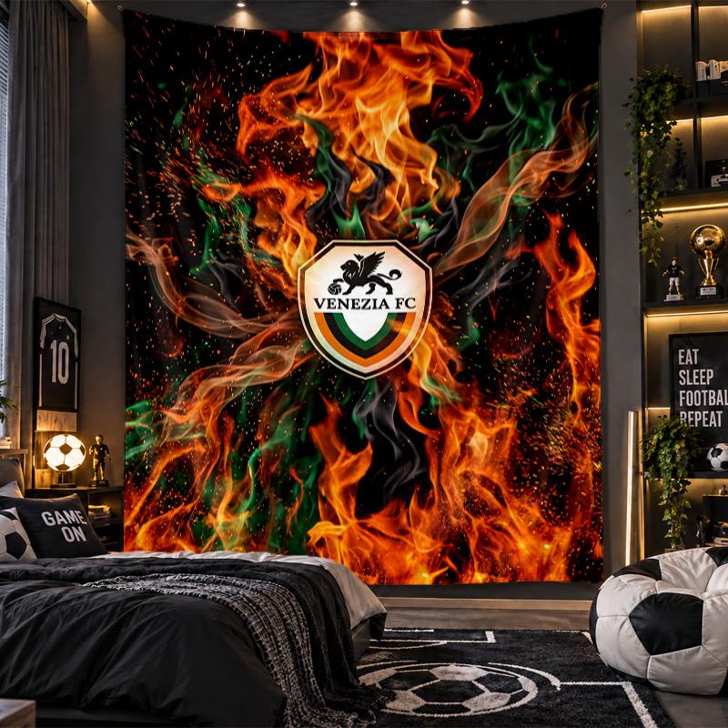 Wall Hanging Tapestry Venezia FC Football Print Cloth for Living Room Bedroom Home Decor
