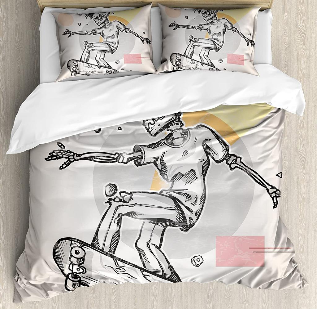 Kids Bedding Set For Bedroom Bed Home Skiing Penguins On Snowboards Winter Sports Themed P Duvet Cover Quilt Cover Pillowcase