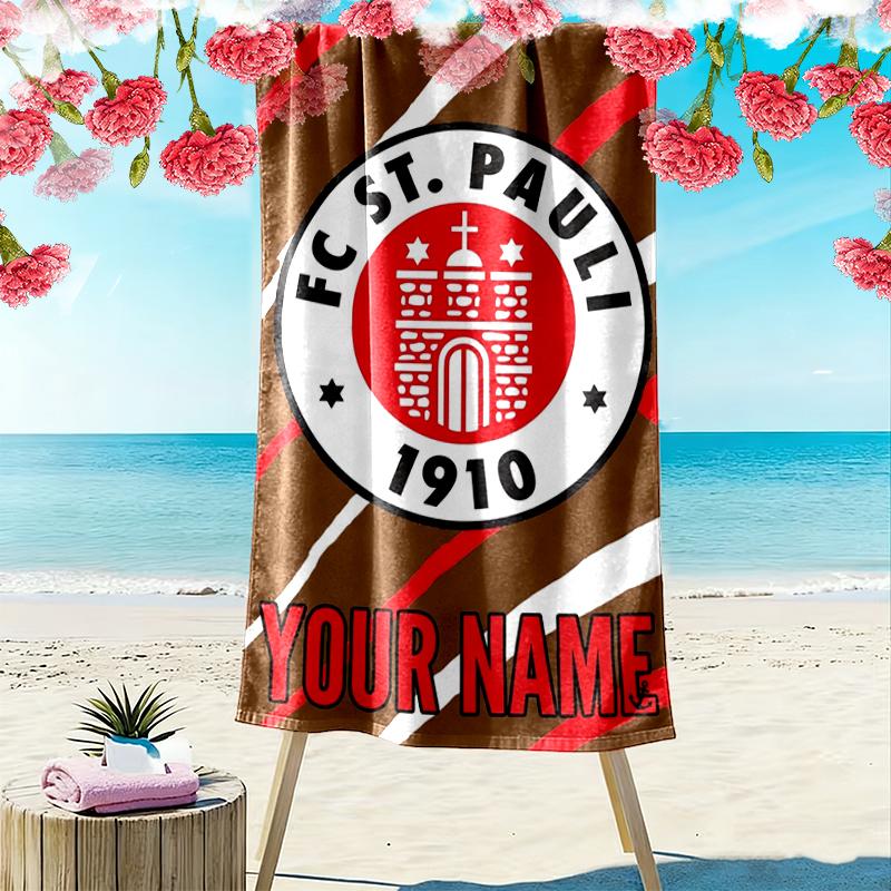 Individuelles Namensschild ST. Pauli Aufdruck Strandtuch, Großes Weiches Schnelltrocknendes Handtuch für Strand Camping Schwimmen_xia