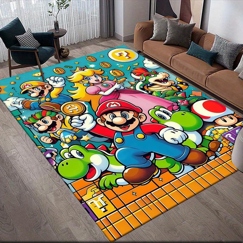 Super Mario All-Star Full Print Anti-Slip Floor Mat, Rectangular Carpet for Bedroom & Living Room