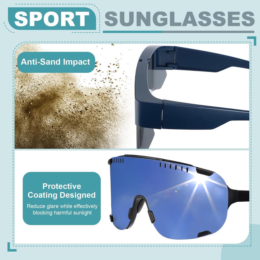 Sports Sunglasses for Men and for and Blue Gray [uxcell] Women, Polarized, Cycling, Hiking, Driving, Fishing, Running, &