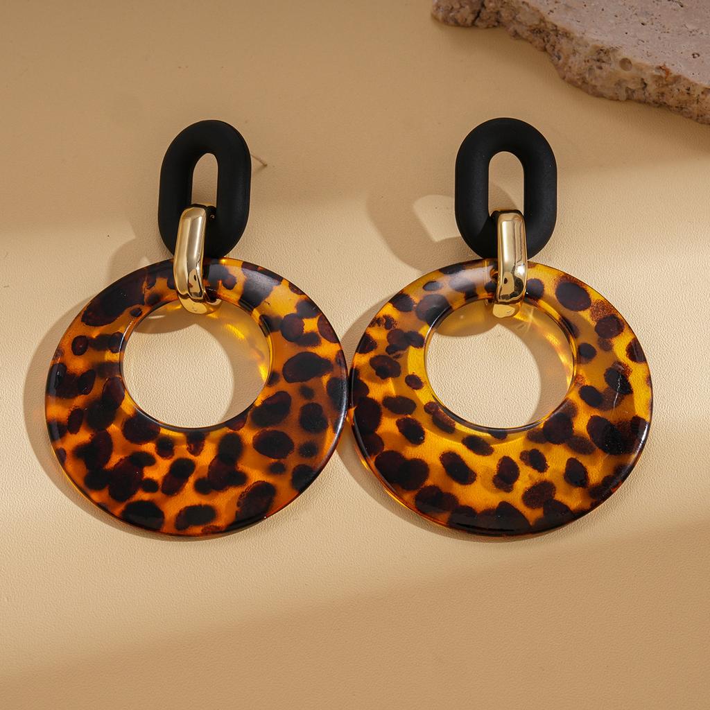 Náušnice s leopardím vzorem, duté, geometrické, kulaté, jednoduché, temperamentní, luxusní