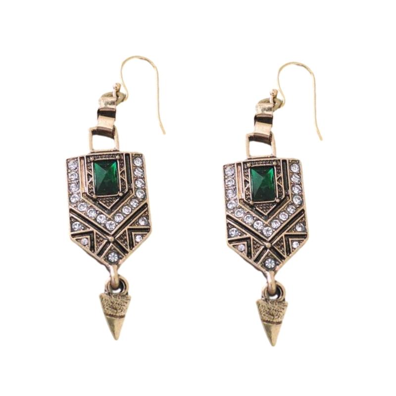 

Fashionable Rhinestone Earring Green Emerald Earrings Glass Crystal Eardrops for Daily Wear Trendy Ear Drops Accessory 1