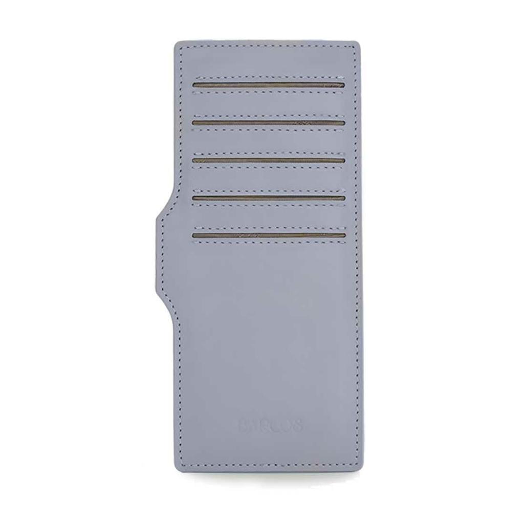 [Barcos] Long Wallet, Matte Leather, Crocodile Embossed, Round Shape, Card Slots, Trendy Muted Gray